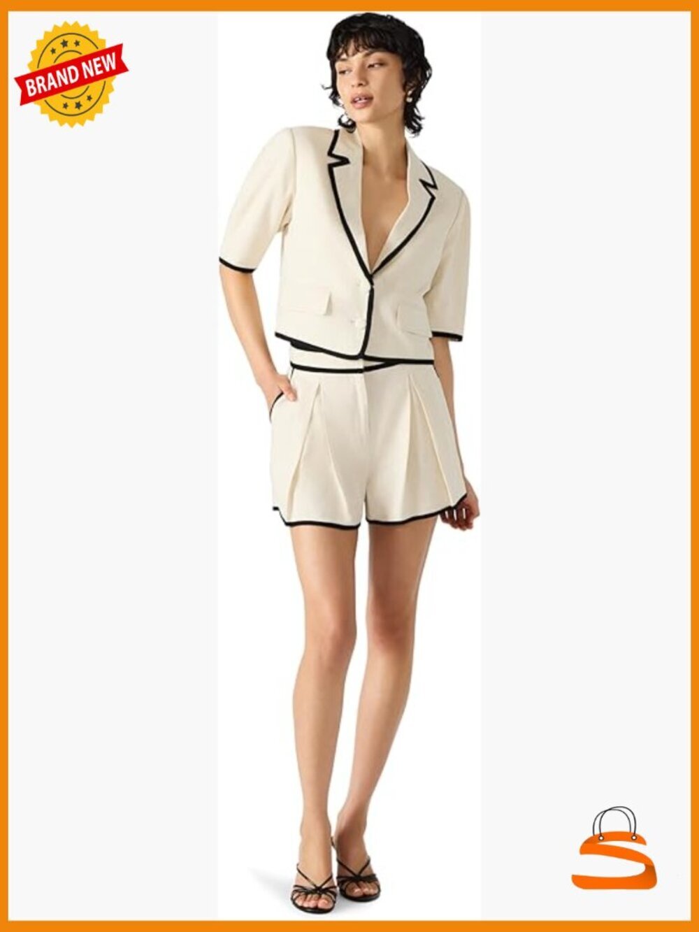 Women's Blazer Notch Collar Short Sleeve